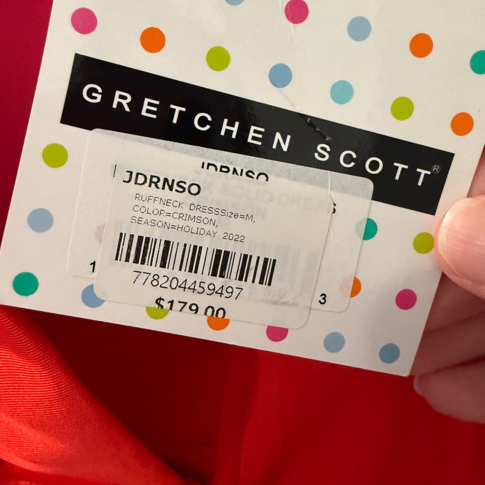 Gretchen Scott Ruffneck Dress Crimson M - Picture 6 of 12